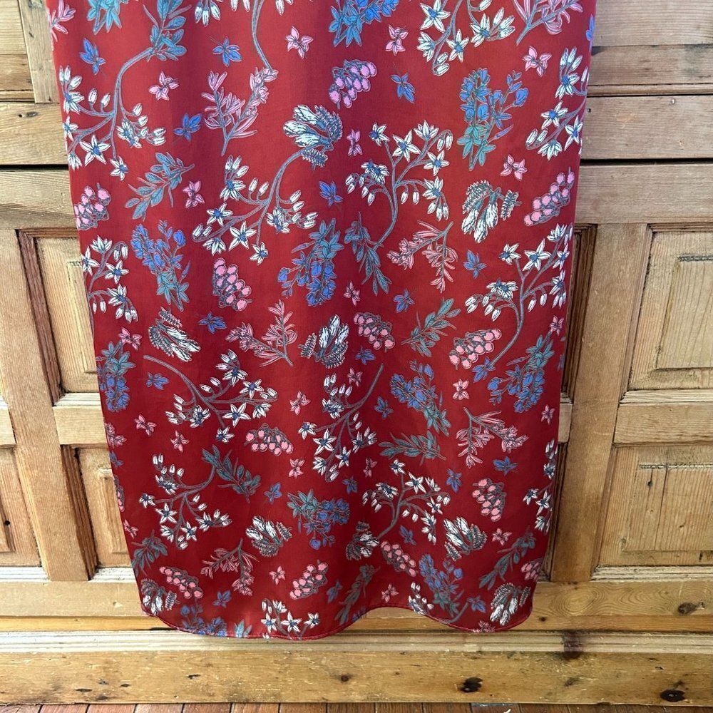 Forever 21 Contemporary Womens Large Brown Rust Red Satin Floral Dress Tank - Picture 4 of 10